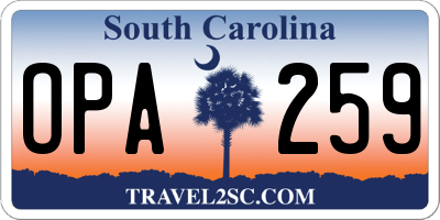 SC license plate OPA259