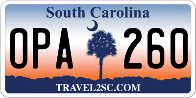 SC license plate OPA260