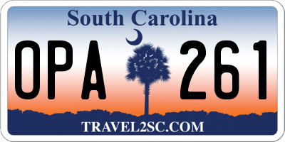 SC license plate OPA261