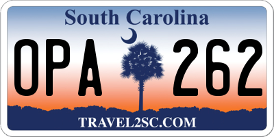 SC license plate OPA262