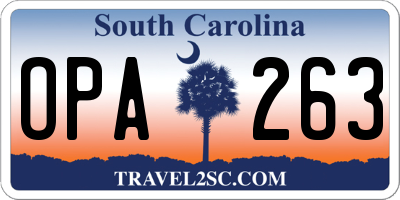 SC license plate OPA263