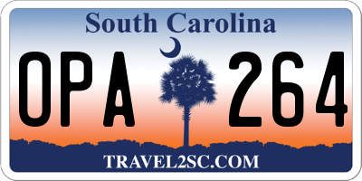 SC license plate OPA264