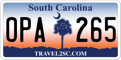 SC license plate OPA265