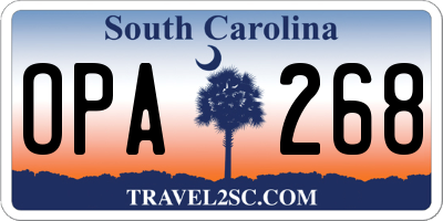 SC license plate OPA268