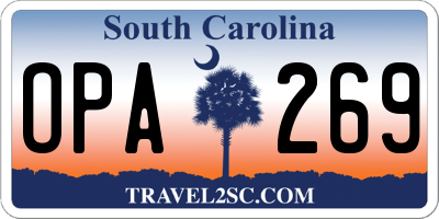 SC license plate OPA269