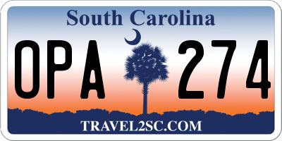 SC license plate OPA274