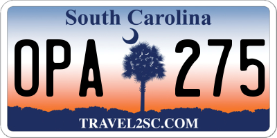 SC license plate OPA275