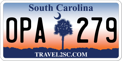 SC license plate OPA279