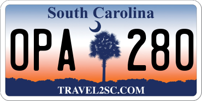 SC license plate OPA280