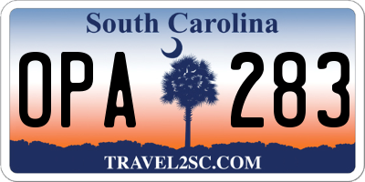 SC license plate OPA283