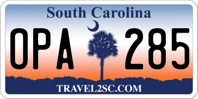 SC license plate OPA285