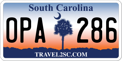 SC license plate OPA286