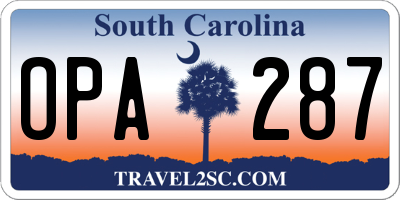 SC license plate OPA287
