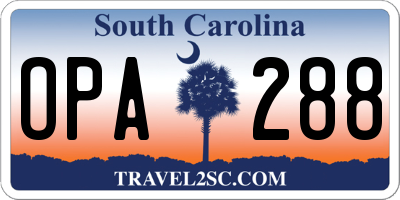 SC license plate OPA288
