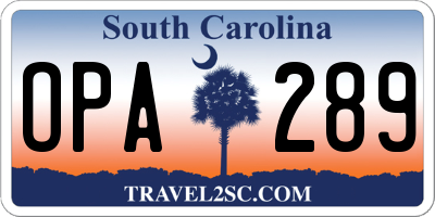 SC license plate OPA289