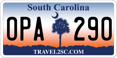 SC license plate OPA290