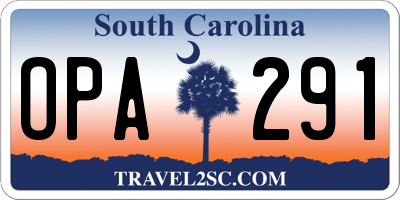 SC license plate OPA291