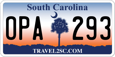 SC license plate OPA293