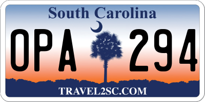 SC license plate OPA294