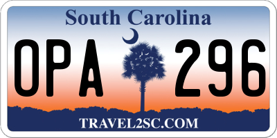 SC license plate OPA296