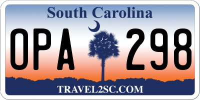SC license plate OPA298