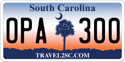 SC license plate OPA300