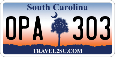 SC license plate OPA303