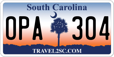 SC license plate OPA304
