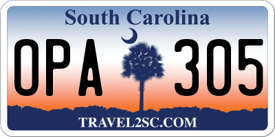 SC license plate OPA305