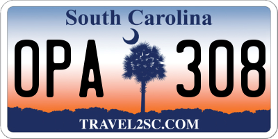 SC license plate OPA308