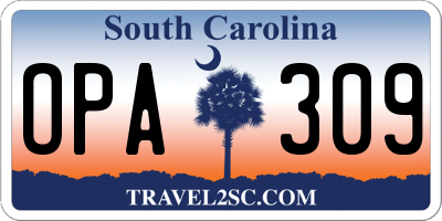 SC license plate OPA309