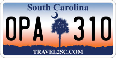 SC license plate OPA310