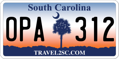 SC license plate OPA312