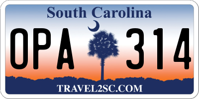 SC license plate OPA314