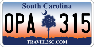 SC license plate OPA315