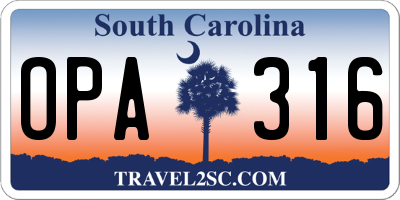 SC license plate OPA316