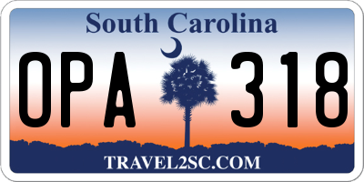 SC license plate OPA318