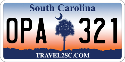 SC license plate OPA321