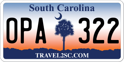 SC license plate OPA322