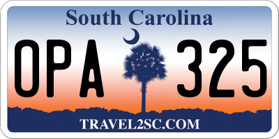 SC license plate OPA325