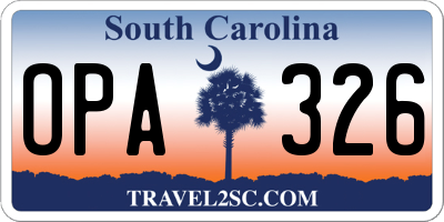 SC license plate OPA326