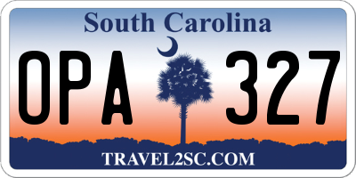 SC license plate OPA327