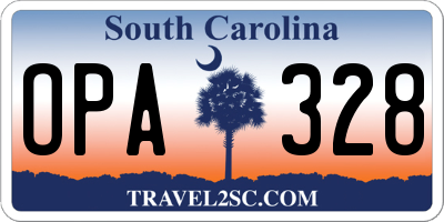 SC license plate OPA328