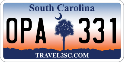 SC license plate OPA331