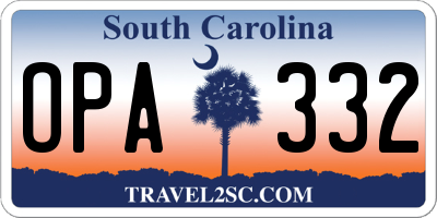 SC license plate OPA332