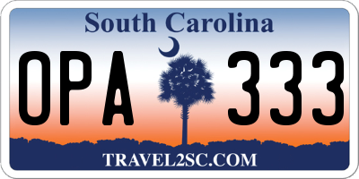 SC license plate OPA333