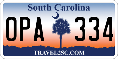 SC license plate OPA334