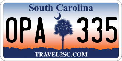 SC license plate OPA335