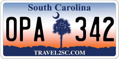 SC license plate OPA342