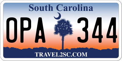 SC license plate OPA344